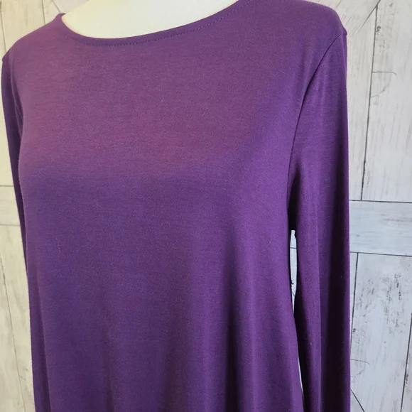 Zenana Outfitters Purple Long-Sleeve Ruffle-Hem Dress - Picture 2 of 6